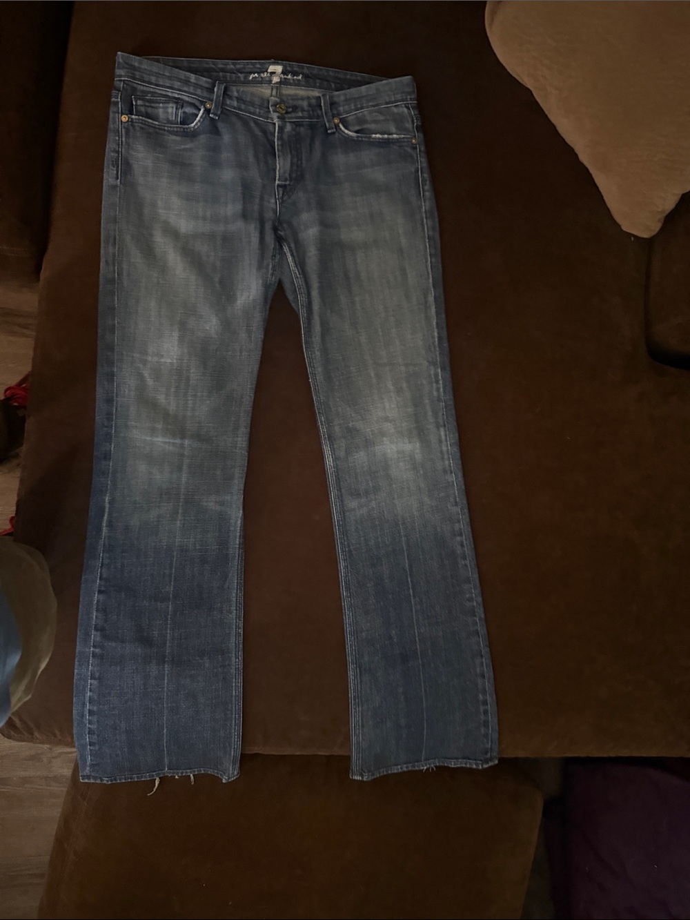 7 For All Mankind Men's Faded Blue Bootcut Jeans